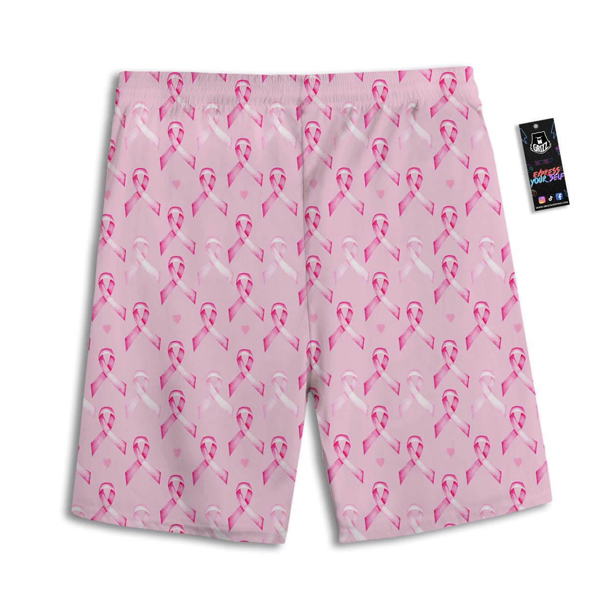 Breast Cancer Awareness Print Pattern Men's Athletic Shorts
