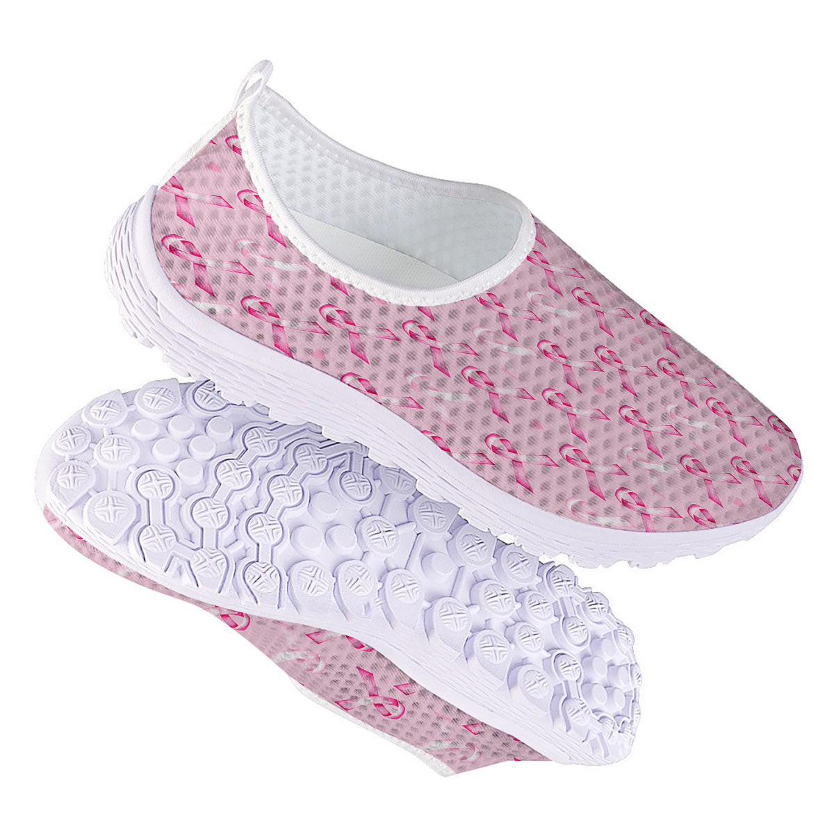 Breast Cancer Awareness Print Pattern Nurse Shoes-grizzshop