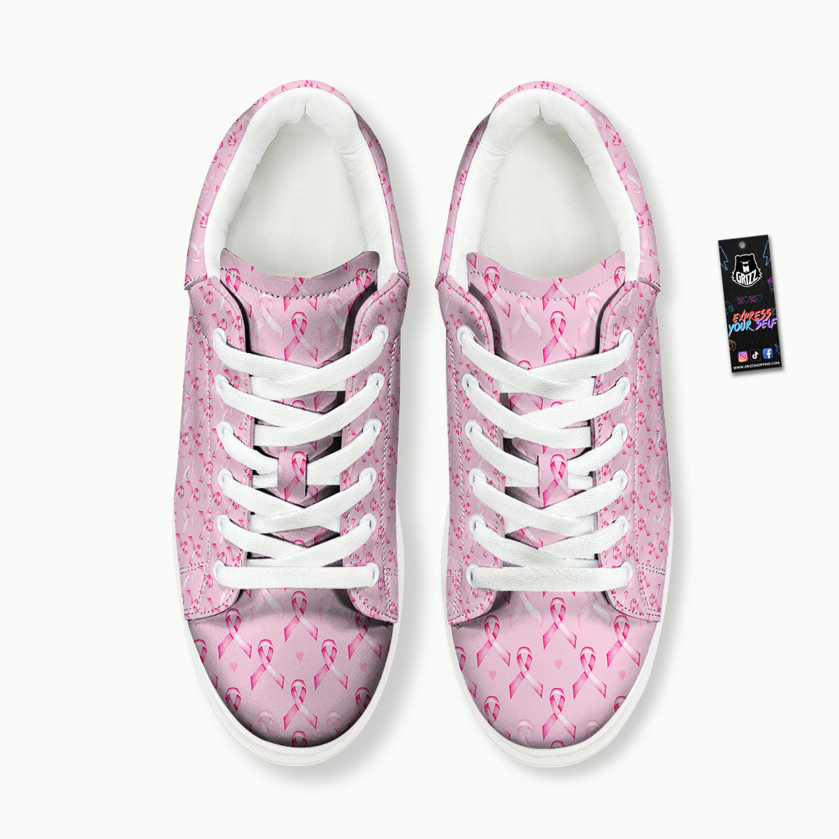 Breast Cancer Awareness Print Pattern Platform Shoes-grizzshop