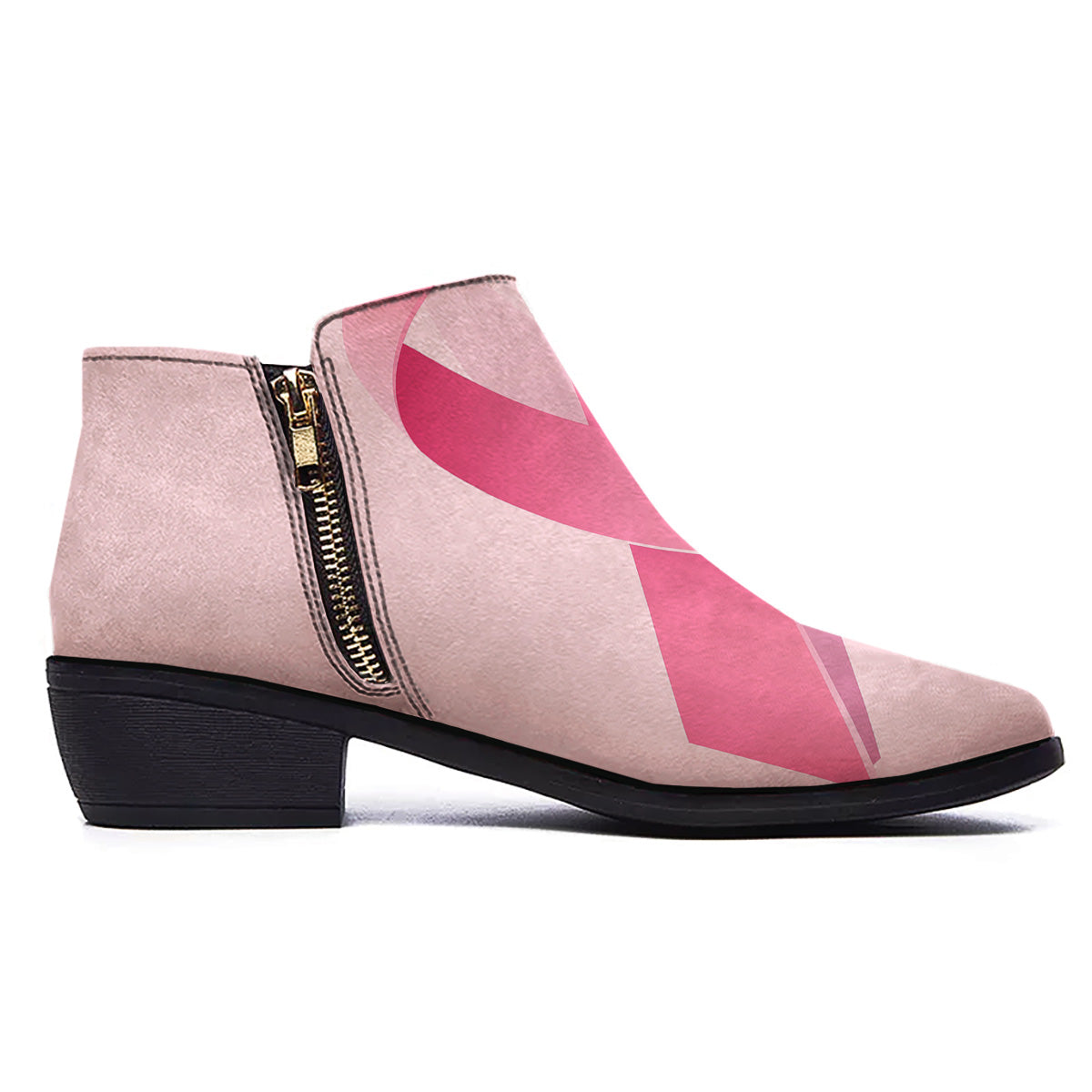 Breast Cancer Awareness Ribbon Print Ankle Boots-grizzshop