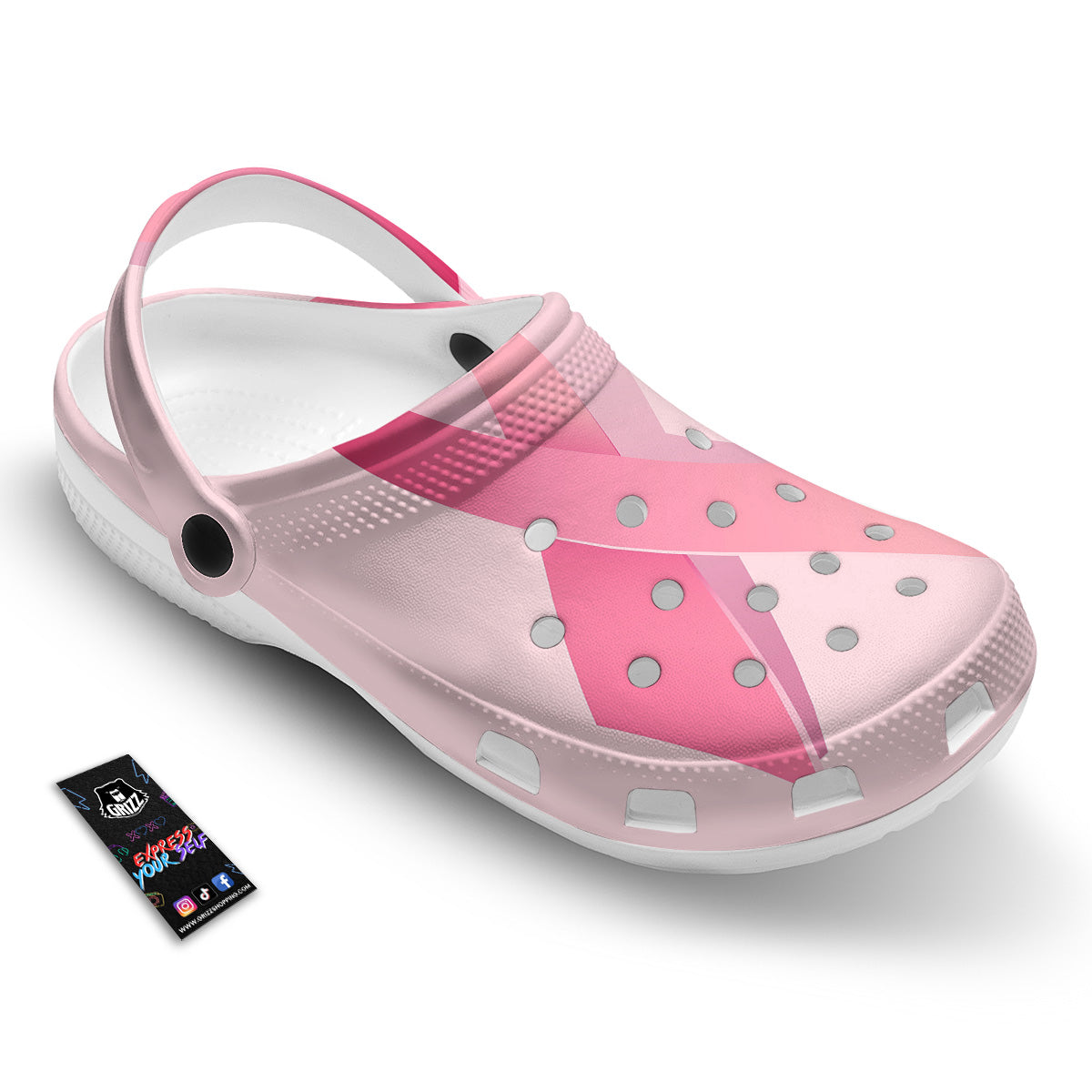 Breast Cancer Awareness Ribbon Print Clog-grizzshop