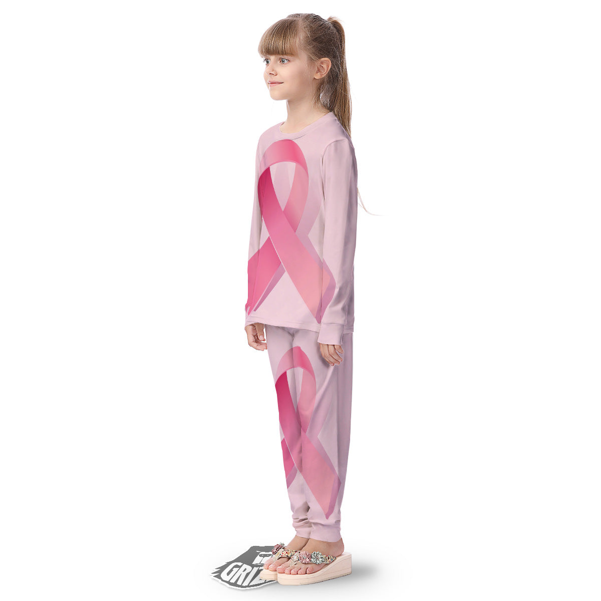 Breast Cancer Awareness Ribbon Print Kid's Pajamas-grizzshop