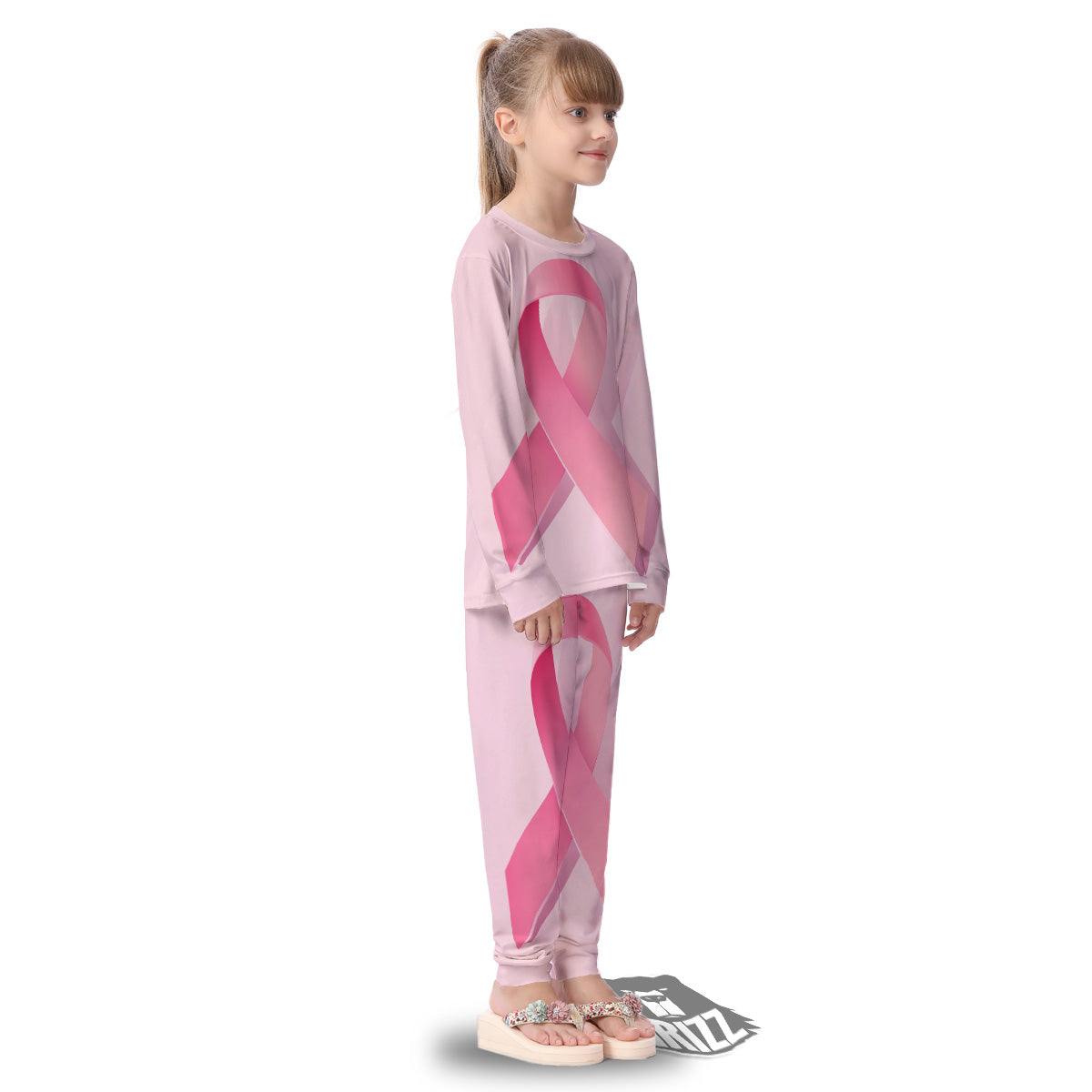 Breast Cancer Awareness Ribbon Print Kid's Pajamas-grizzshop