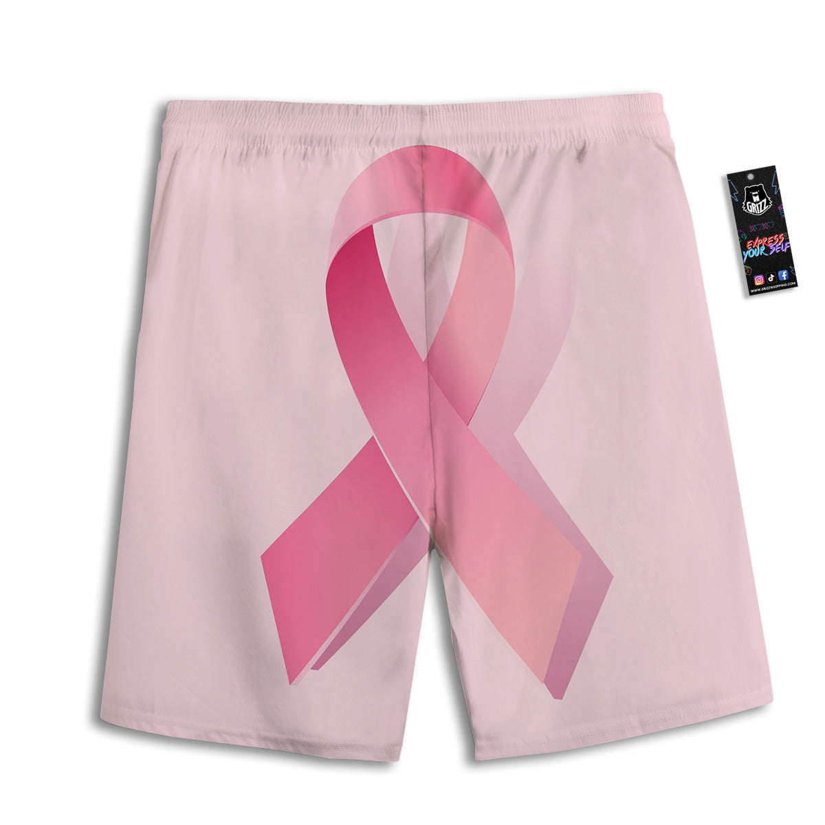Breast Cancer Awareness Ribbon Print Men's Athletic Shorts