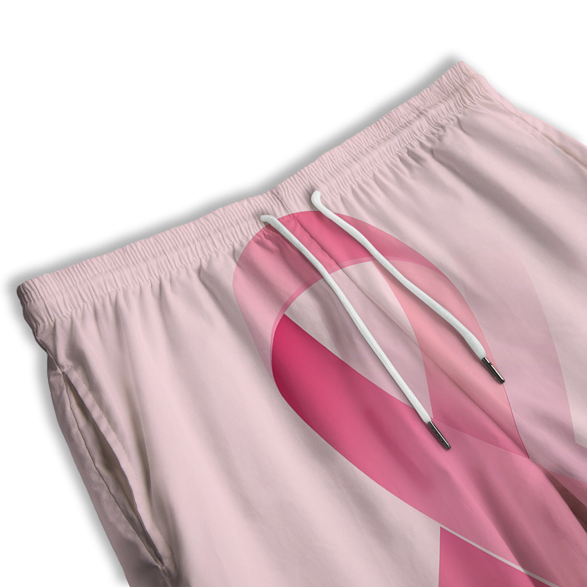 Breast Cancer Awareness Ribbon Print Men's Athletic Shorts