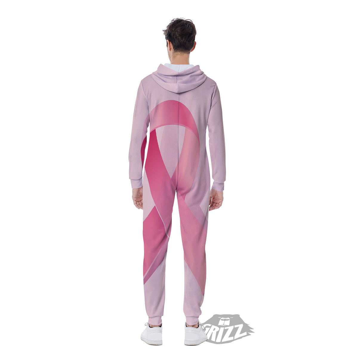 Breast Cancer Awareness Ribbon Print Men's Jumpsuit-grizzshop