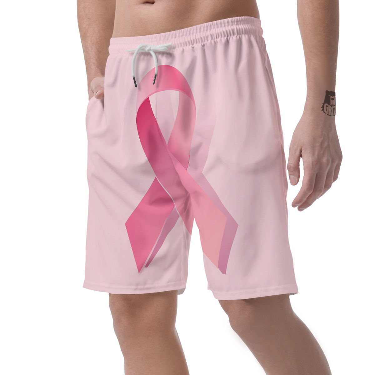 Breast Cancer Awareness Ribbon Print Men's Shorts-grizzshop