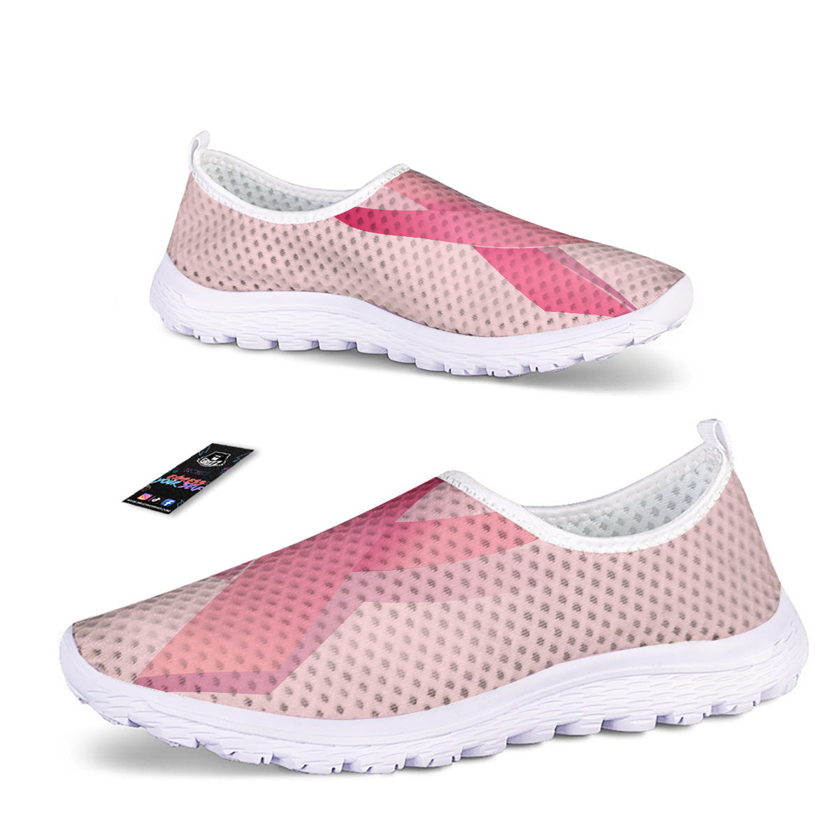 Breast Cancer Awareness Ribbon Print Nurse Shoes-grizzshop