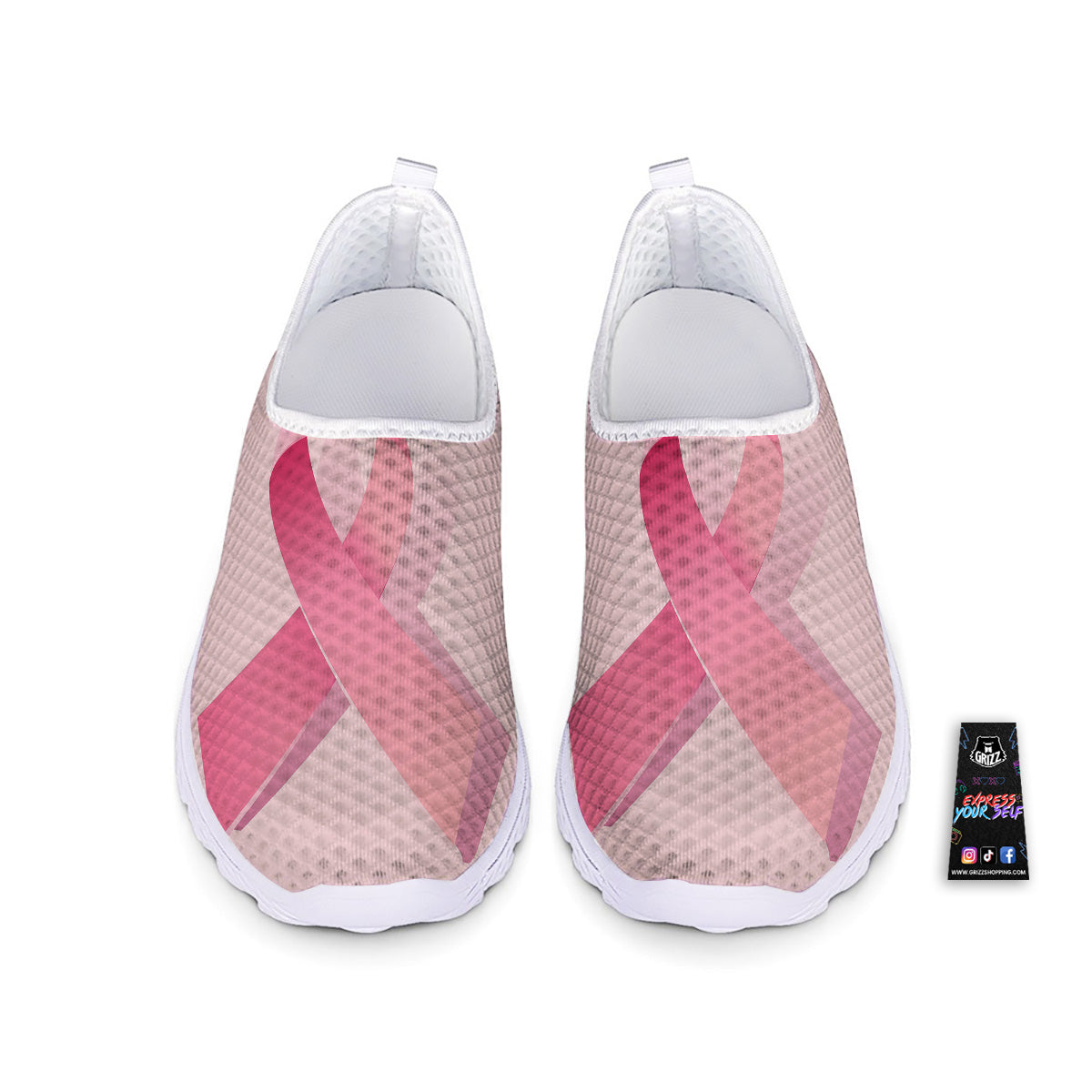 Breast Cancer Awareness Ribbon Print Nurse Shoes-grizzshop