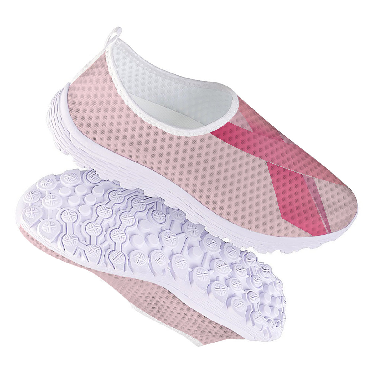 Breast Cancer Awareness Ribbon Print Nurse Shoes-grizzshop
