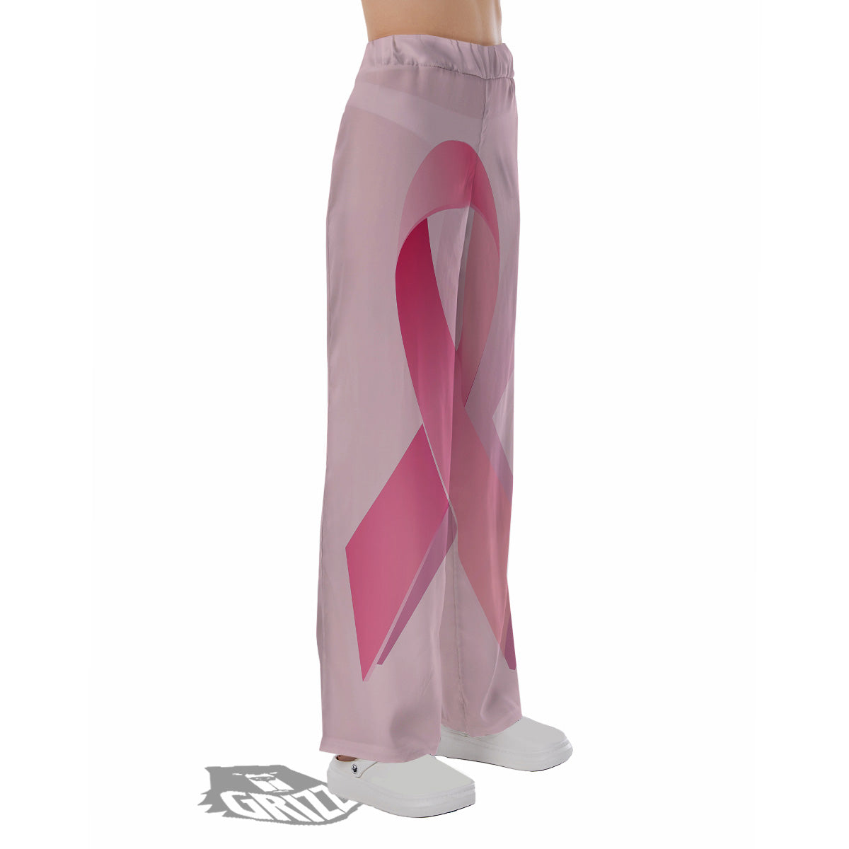 Breast Cancer Awareness Ribbon Print Pajama Pants-grizzshop