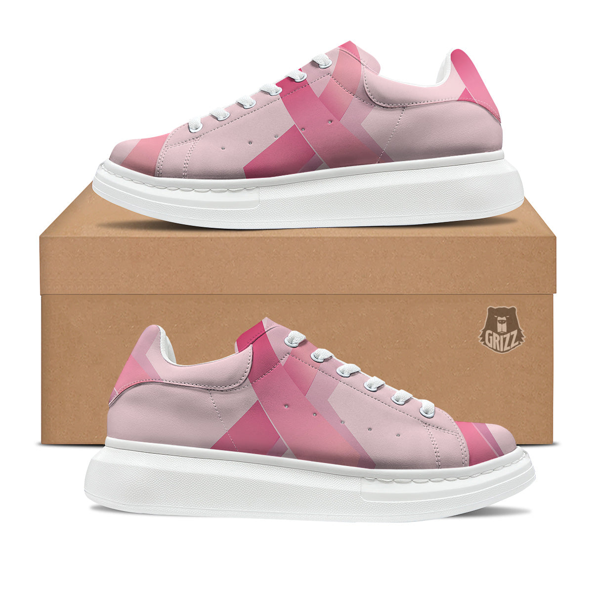 Breast Cancer Awareness Ribbon Print Platform Shoes-grizzshop