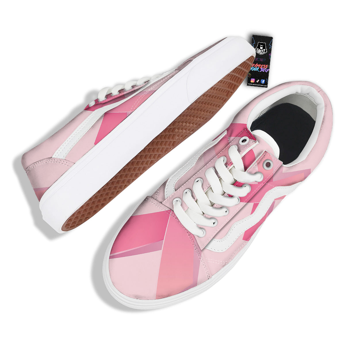 Breast Cancer Awareness Ribbon Print Skate Shoes-grizzshop