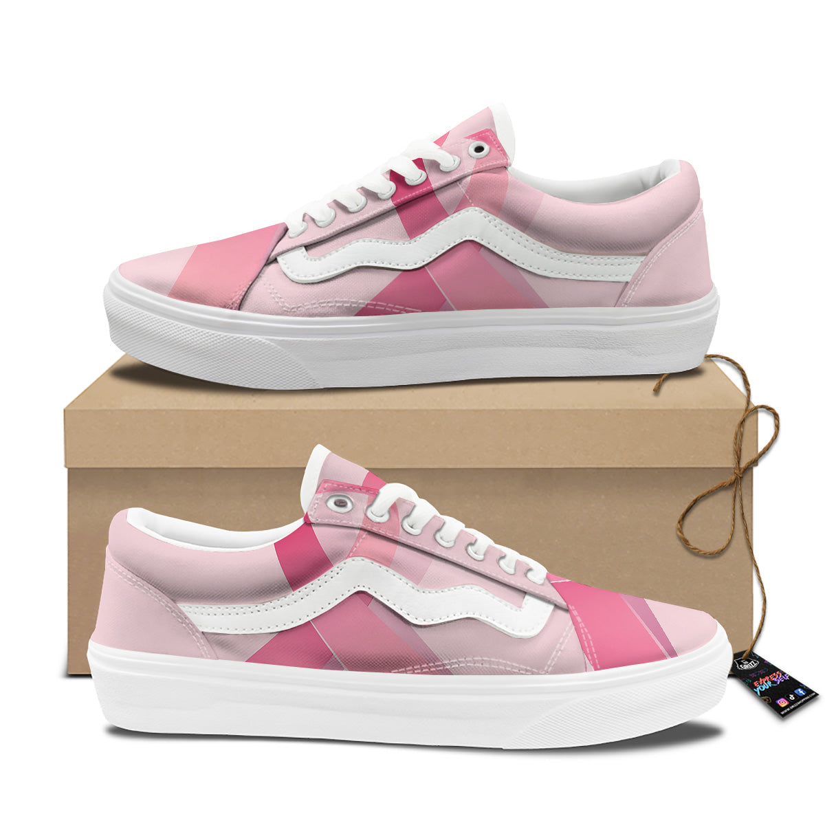 Breast Cancer Awareness Ribbon Print Skate Shoes-grizzshop
