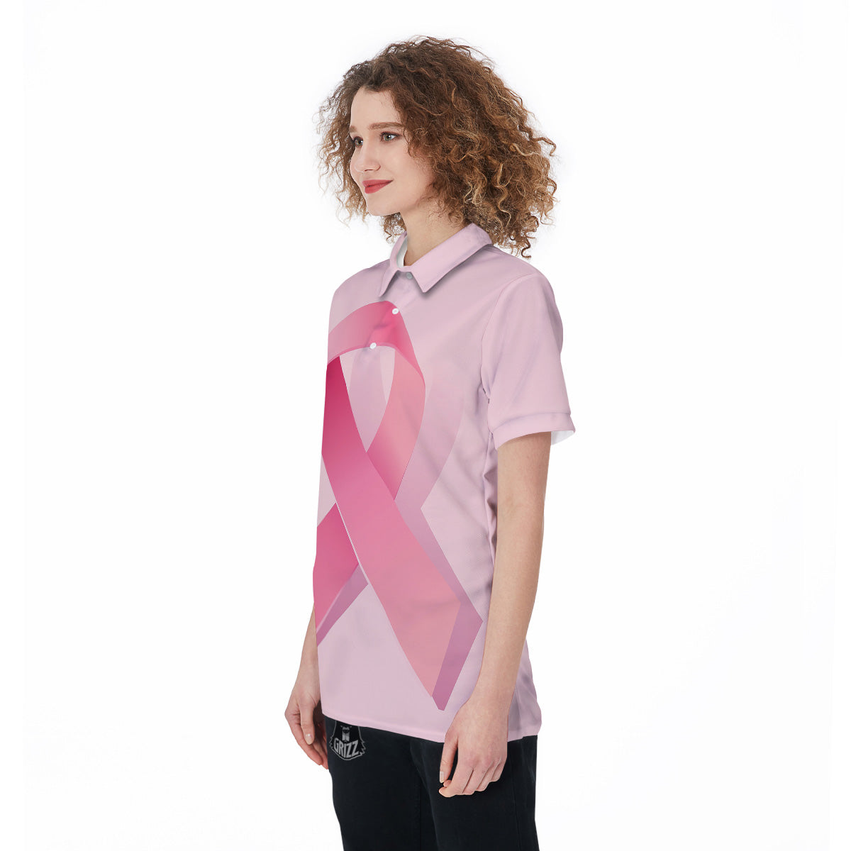 Breast Cancer Awareness Ribbon Print Women's Golf Shirts-grizzshop