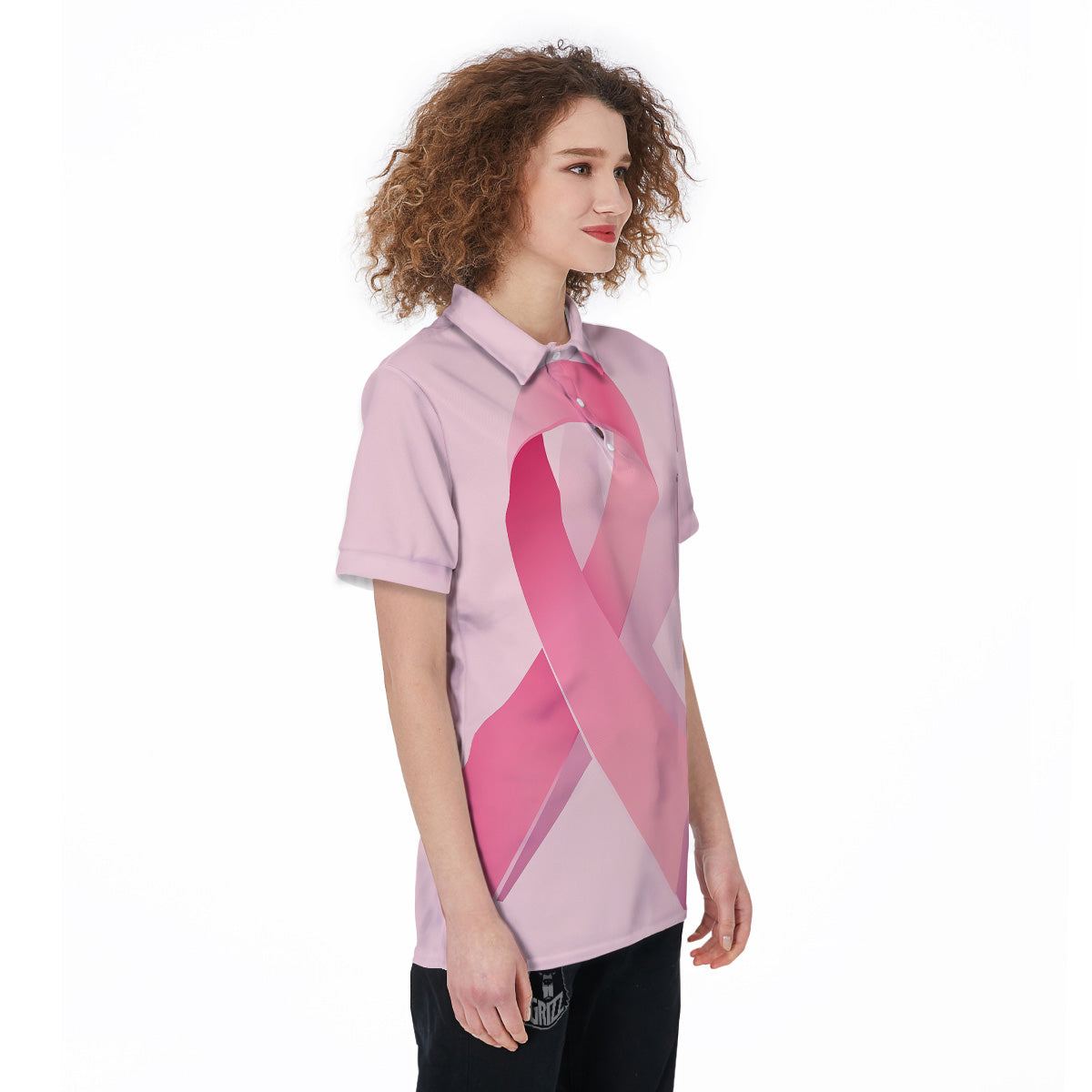 Breast Cancer Awareness Ribbon Print Women's Golf Shirts-grizzshop
