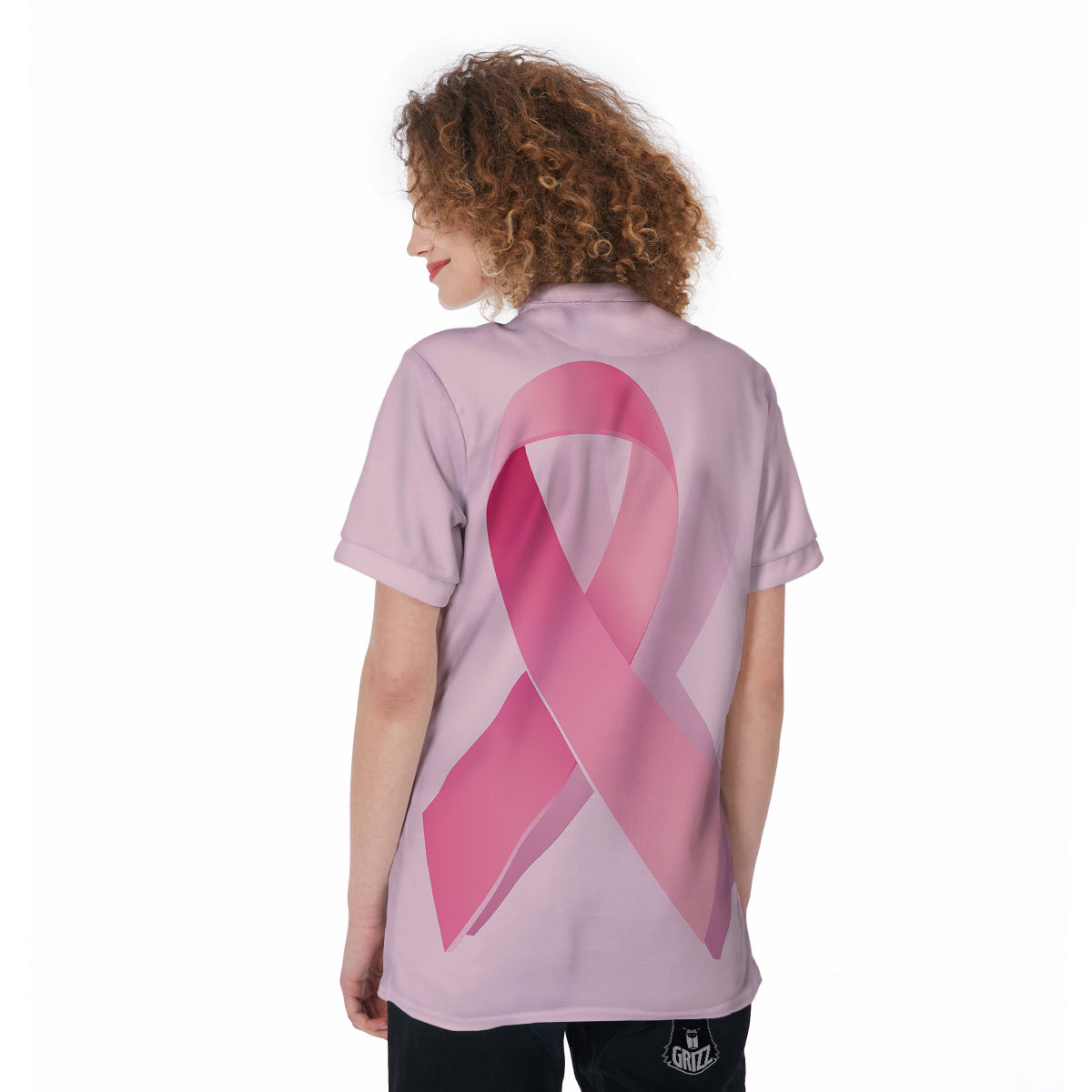 Breast Cancer Awareness Ribbon Print Women's Golf Shirts-grizzshop