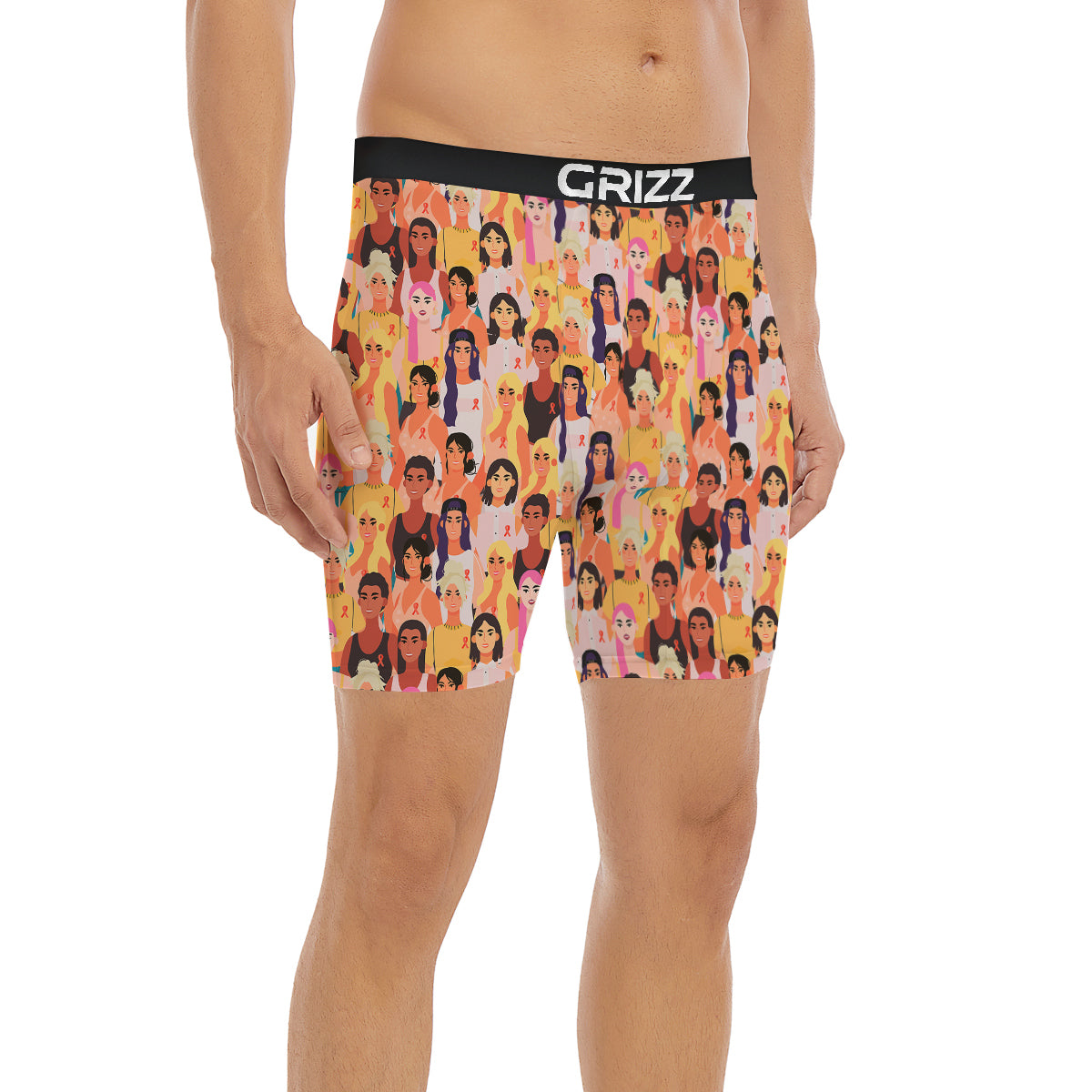 Breast Cancer Be Strong Print Pattern Boxer Briefs-grizzshop