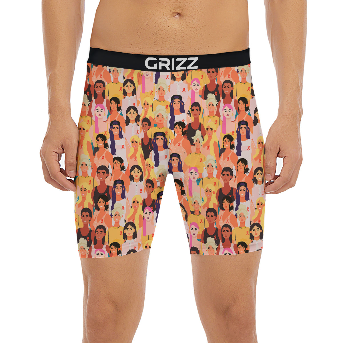 Breast Cancer Be Strong Print Pattern Boxer Briefs-grizzshop
