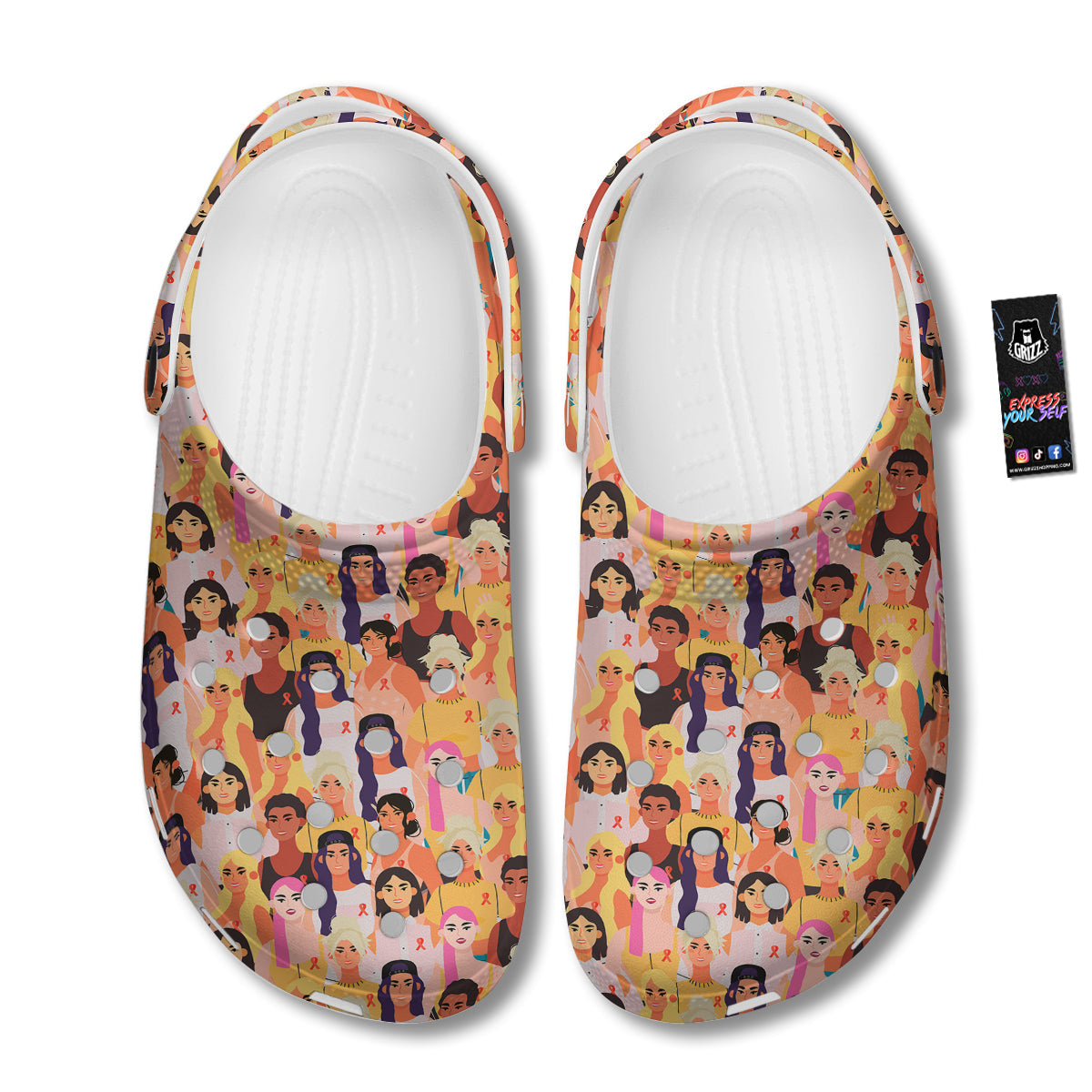 Breast Cancer Be Strong Print Pattern Clog-grizzshop