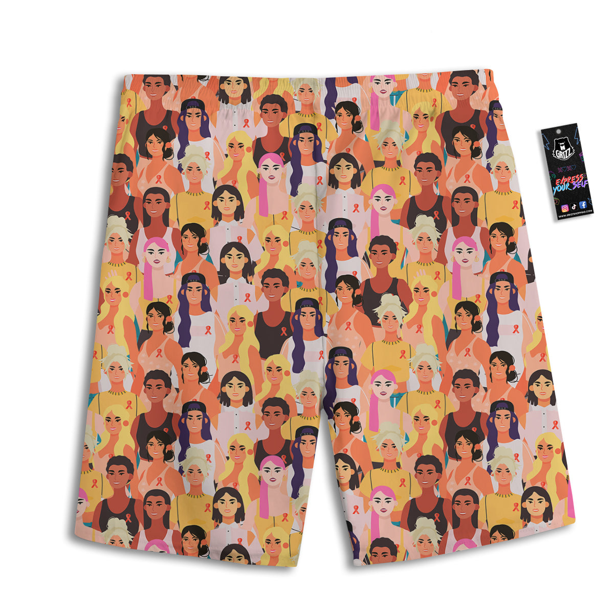 Breast Cancer Be Strong Print Pattern Men's Athletic Shorts