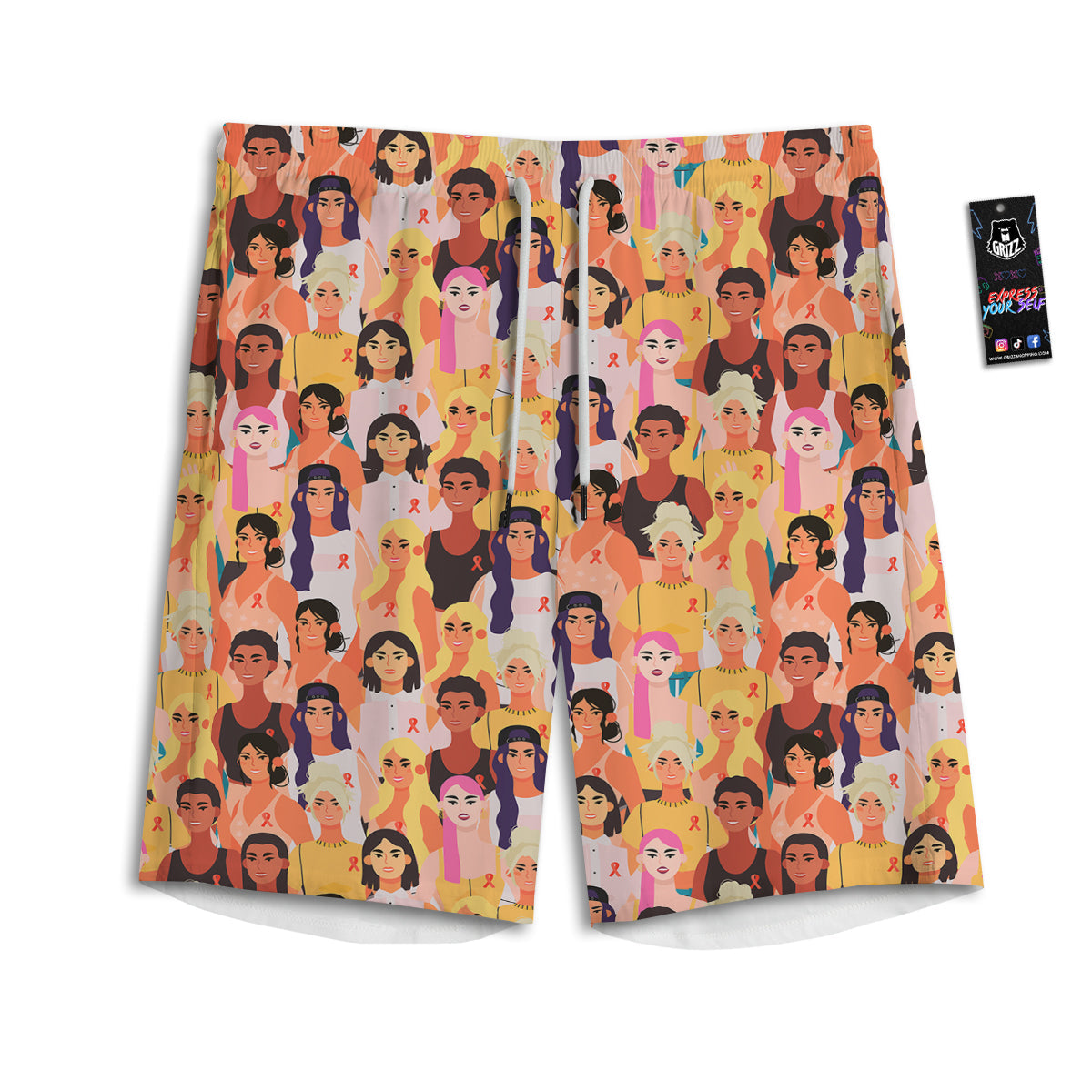 Breast Cancer Be Strong Print Pattern Men's Athletic Shorts