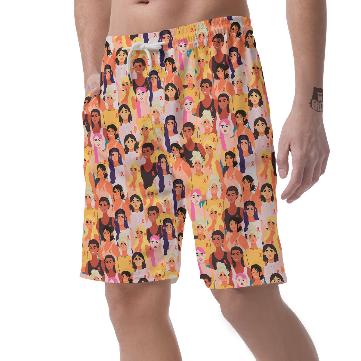 Breast Cancer Be Strong Print Pattern Men's Shorts-grizzshop