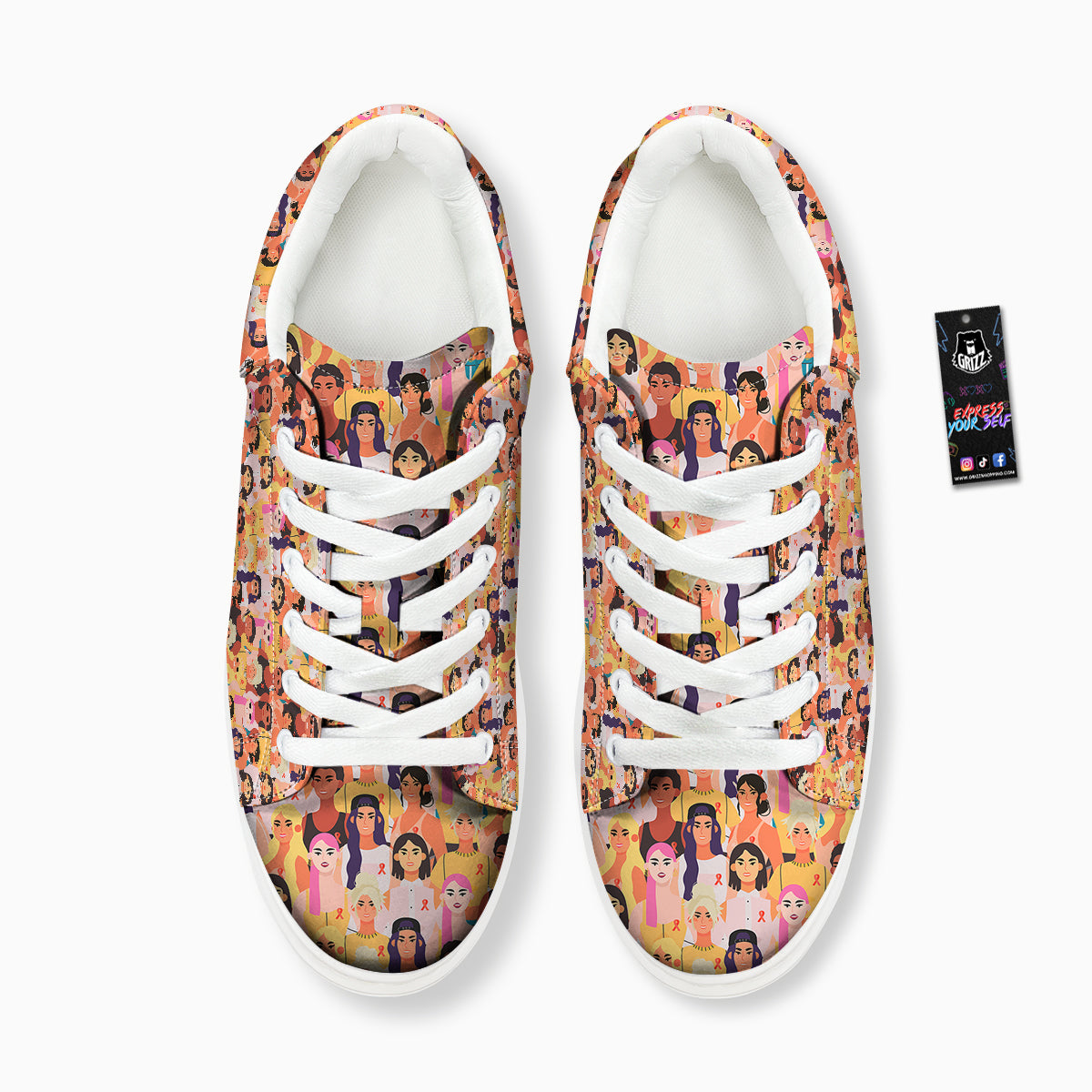 Breast Cancer Be Strong Print Pattern Platform Shoes-grizzshop