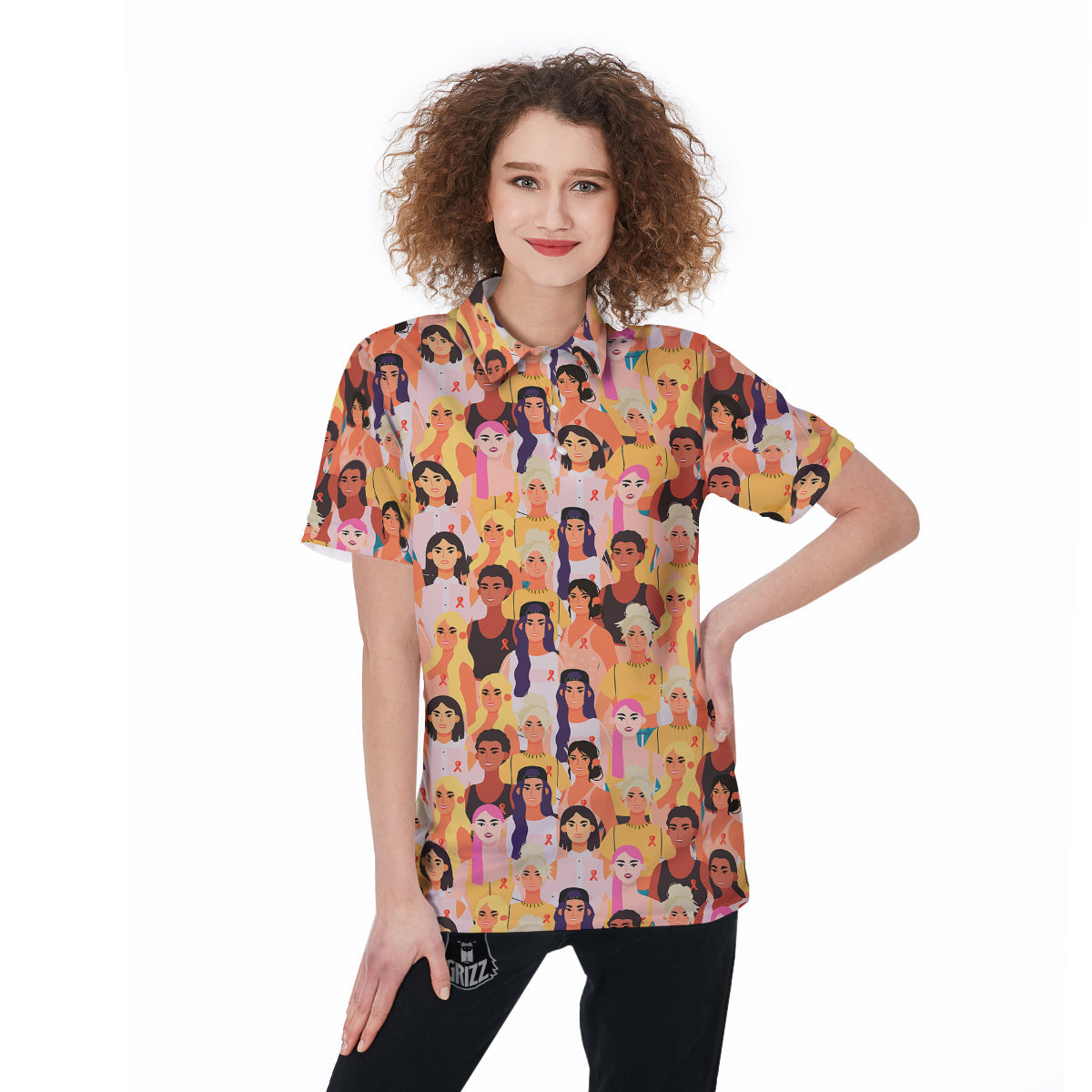 Breast Cancer Be Strong Print Pattern Women's Golf Shirts-grizzshop