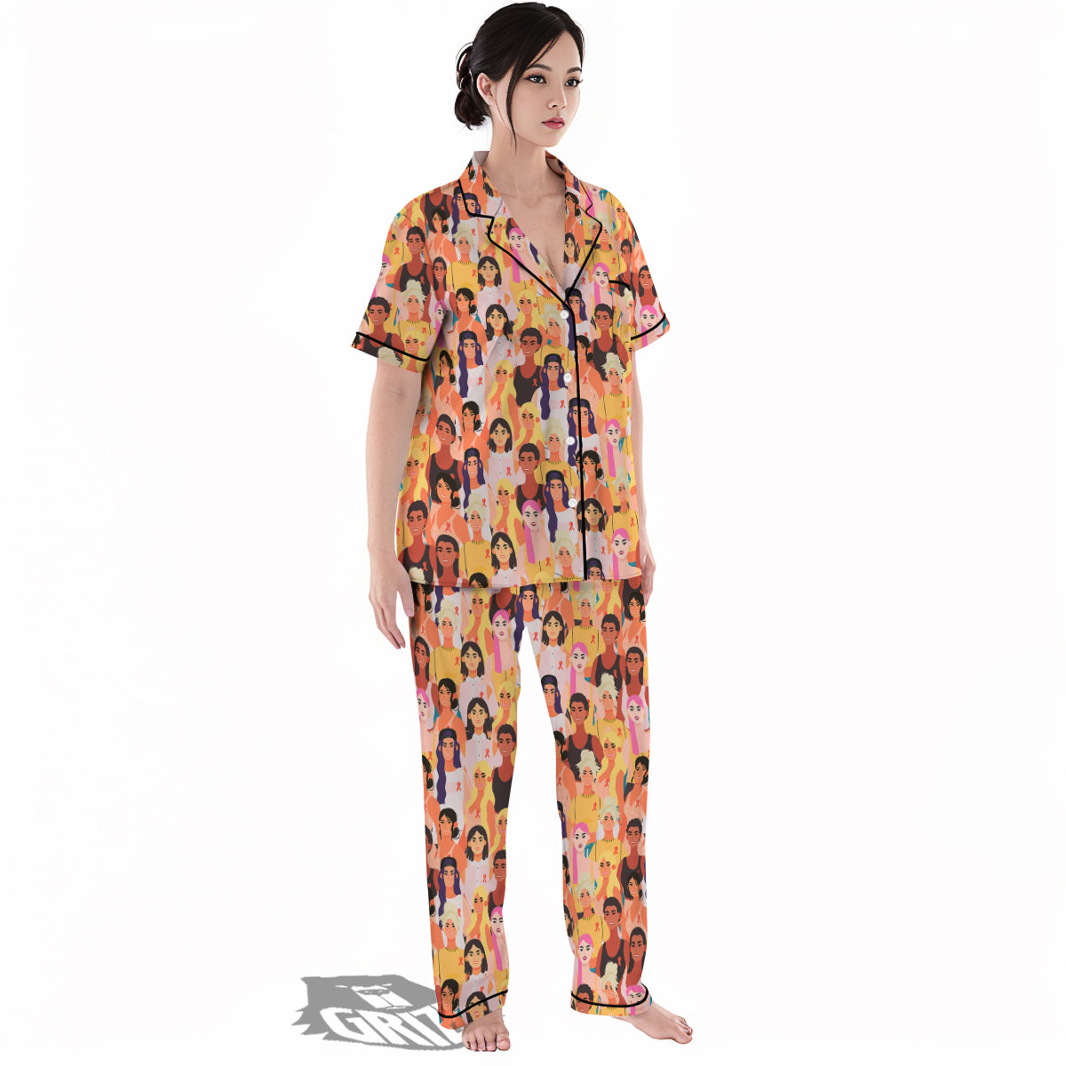 Breast Cancer Be Strong Print Pattern Women's Pajamas Set-grizzshop