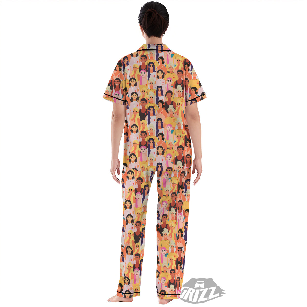 Breast Cancer Be Strong Print Pattern Women's Pajamas Set-grizzshop