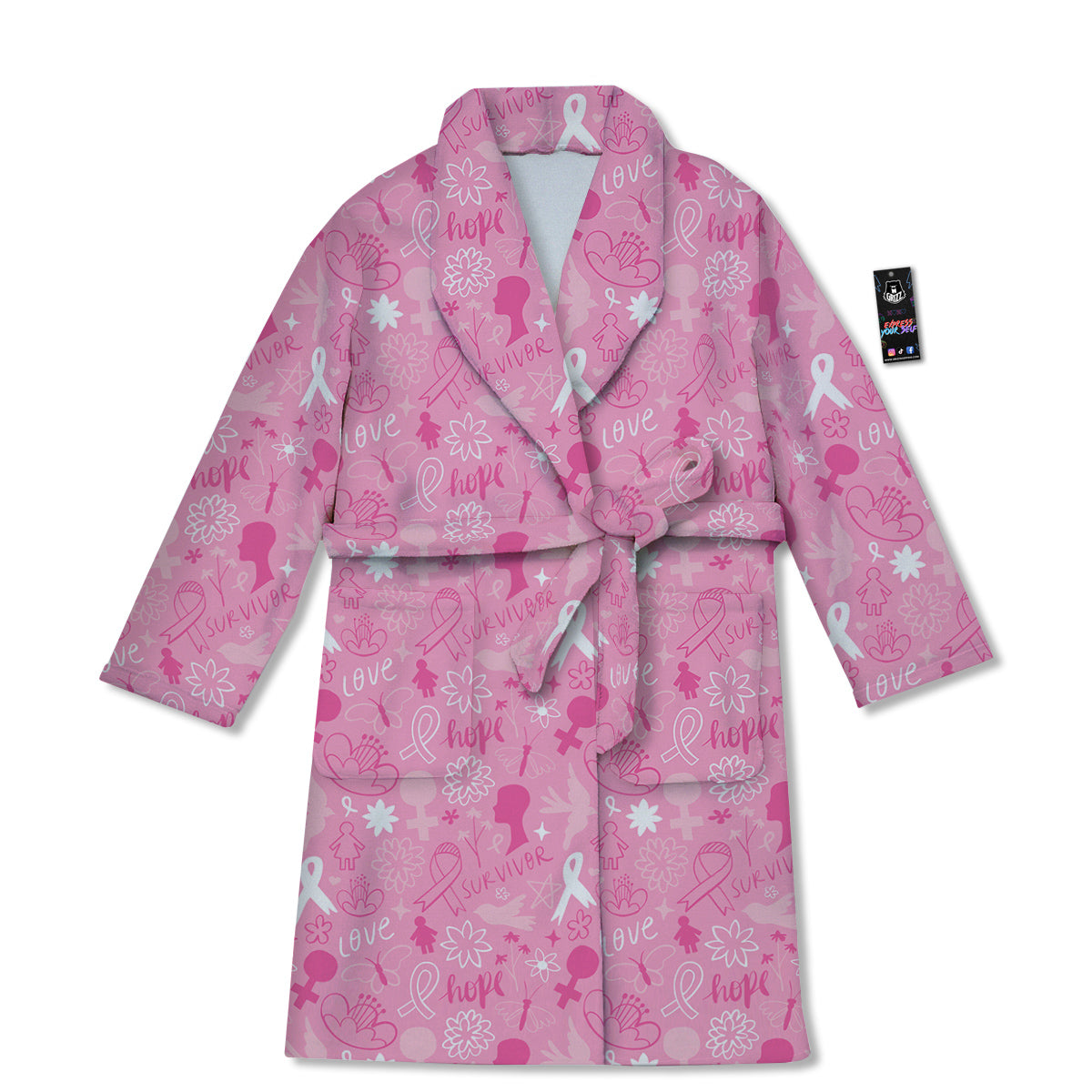 Breast Cancer Cute Pink Print Pattern Cute Bathrobe-grizzshop
