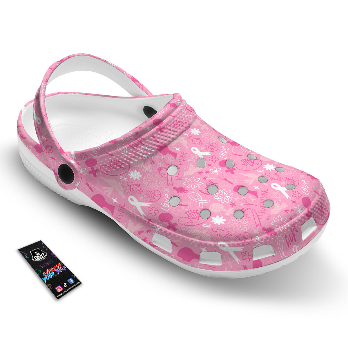Breast Cancer Cute Pink Print Pattern Cute Clog-grizzshop