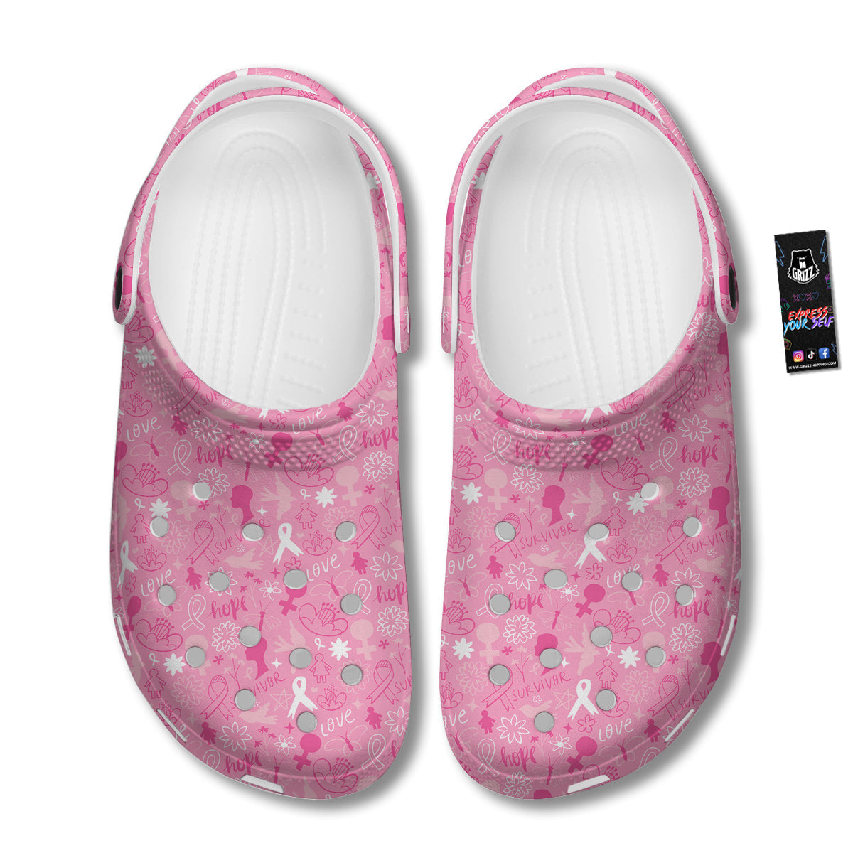 Breast Cancer Cute Pink Print Pattern Cute Clog-grizzshop
