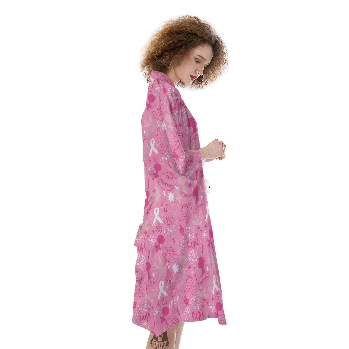 Breast Cancer Cute Pink Print Pattern Cute Kimono-grizzshop