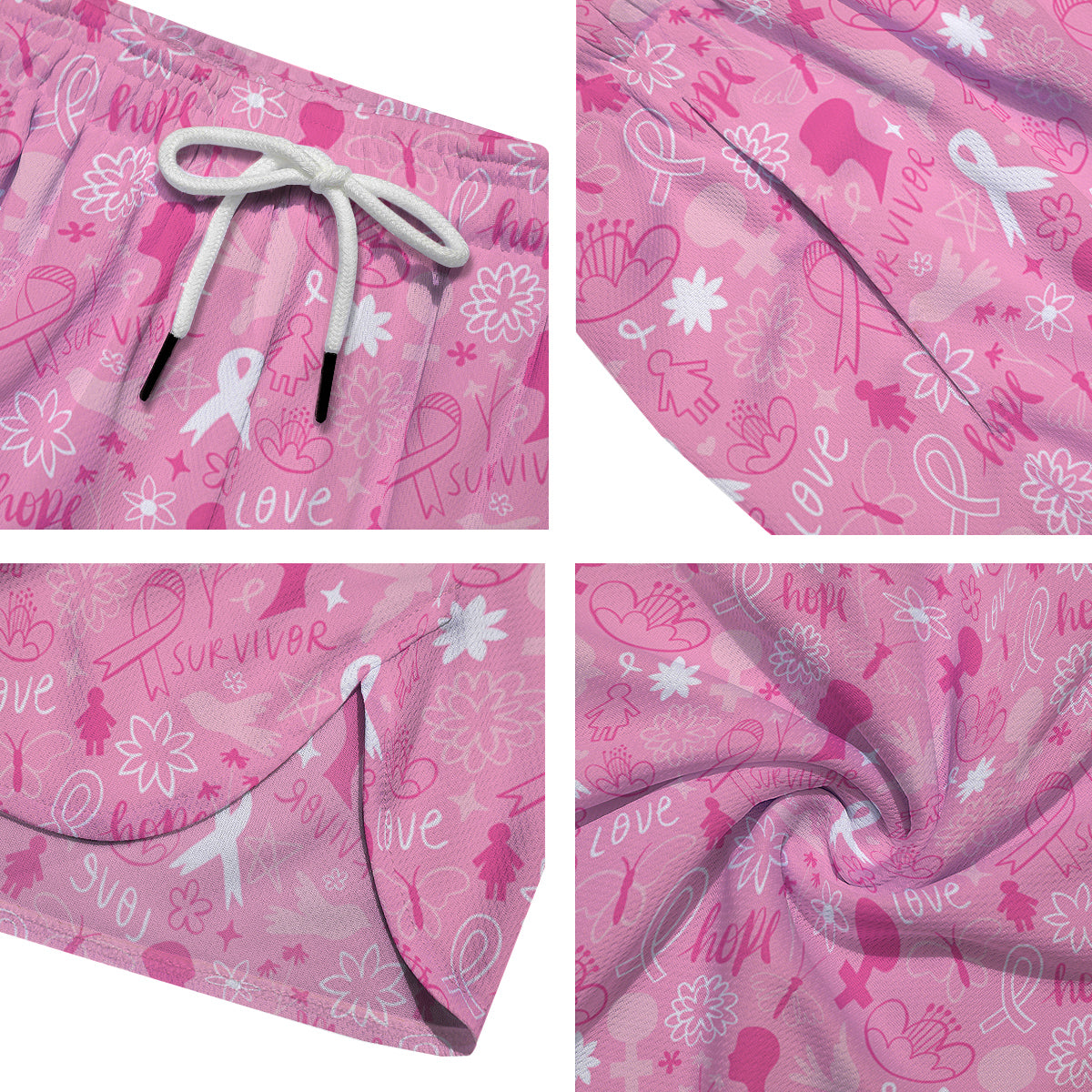 Breast Cancer Cute Pink Print Pattern Cute Men's Running Shorts-grizzshop