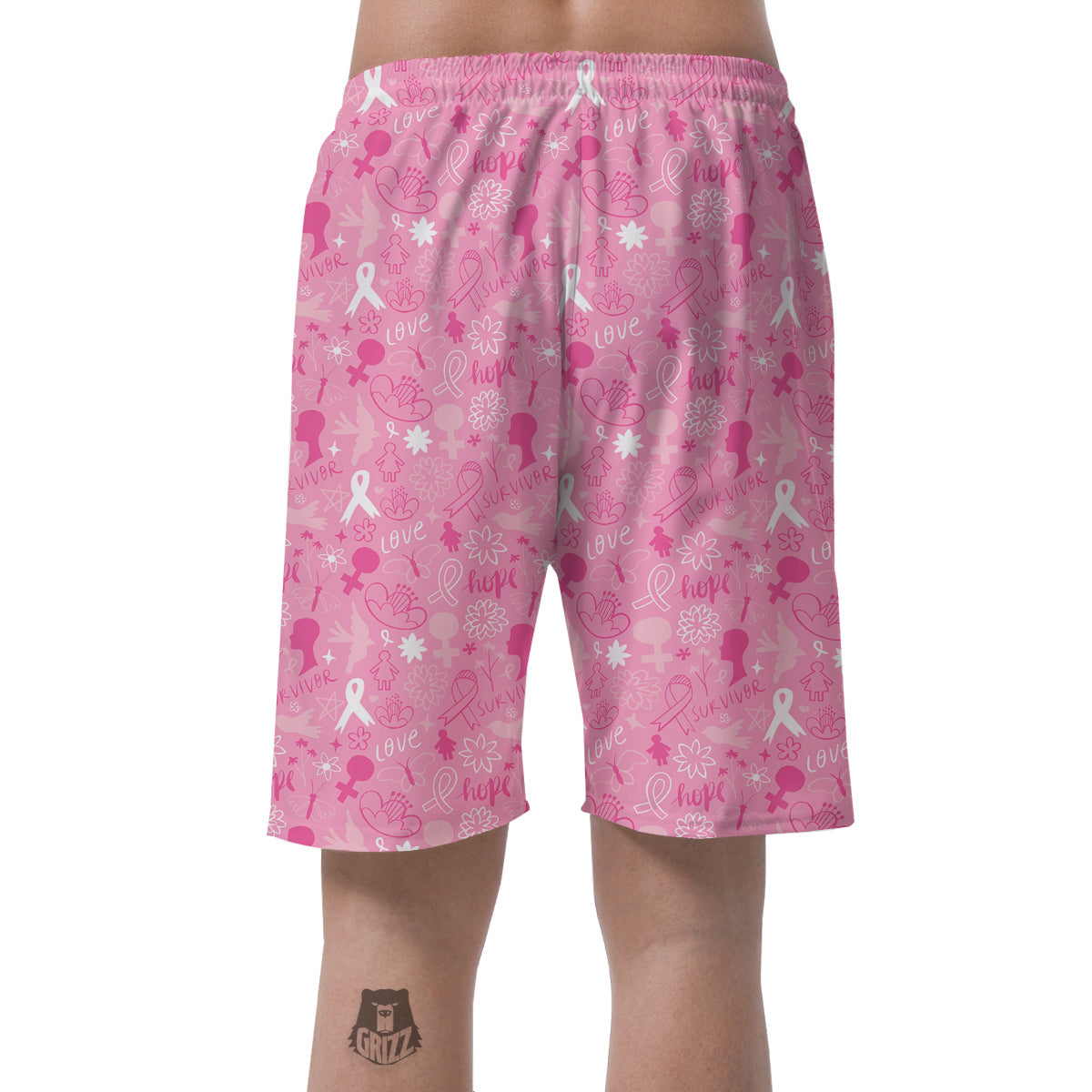 Breast Cancer Cute Pink Print Pattern Cute Men's Shorts-grizzshop