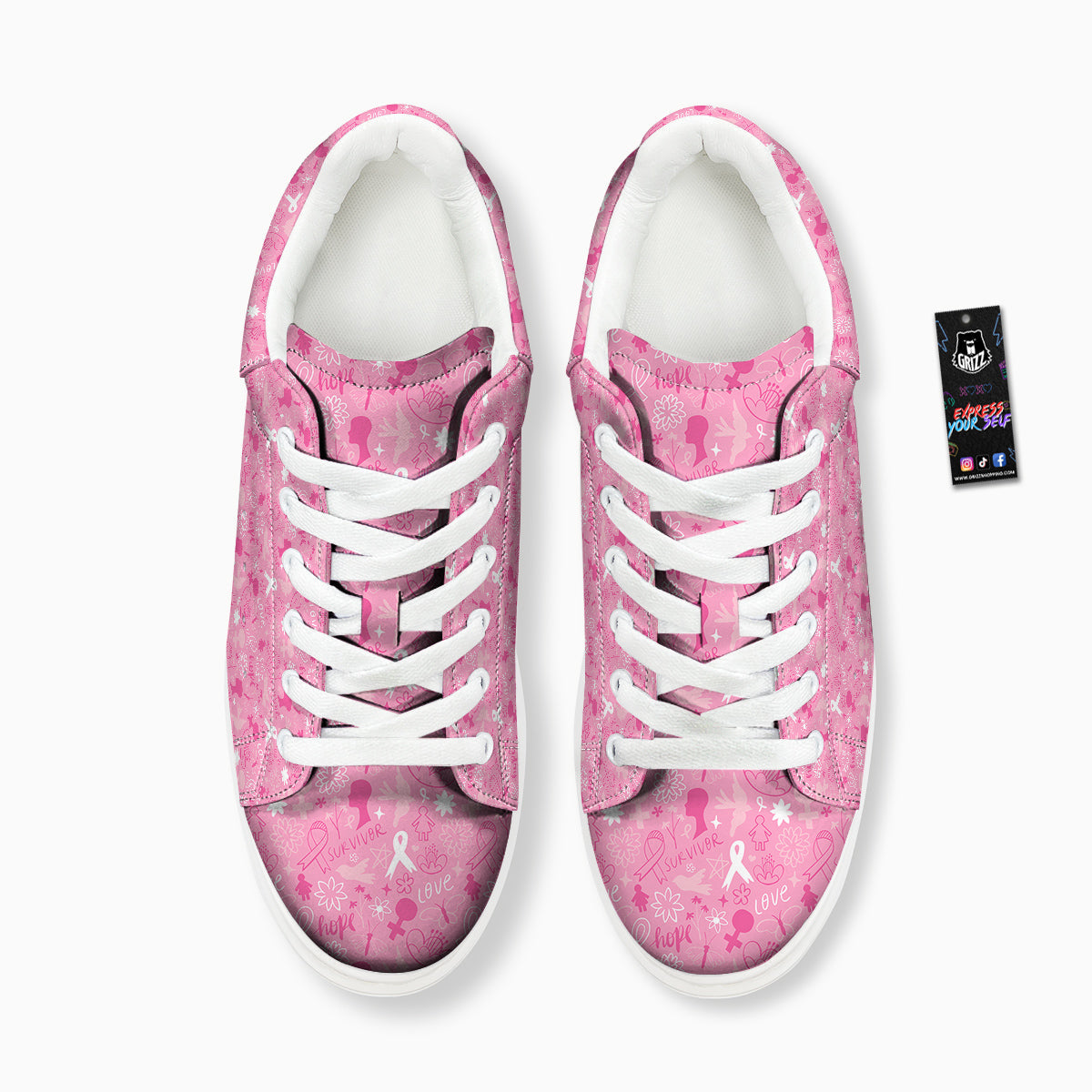 Breast Cancer Cute Pink Print Pattern Cute Platform Shoes-grizzshop