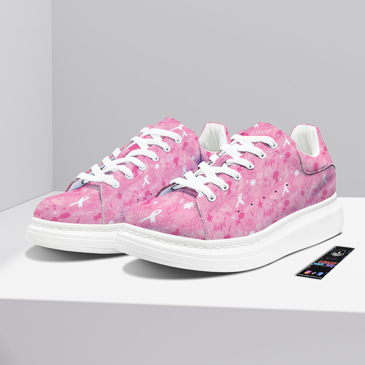 Breast Cancer Cute Pink Print Pattern Cute Platform Shoes-grizzshop