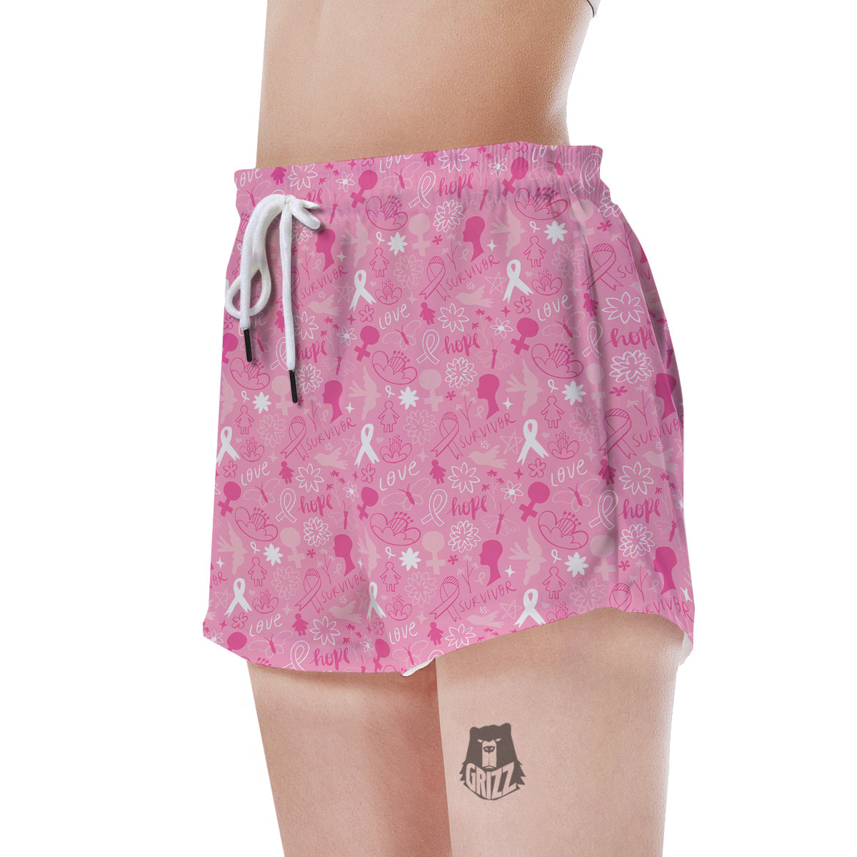 Breast Cancer Cute Pink Print Pattern Cute Women's Shorts-grizzshop
