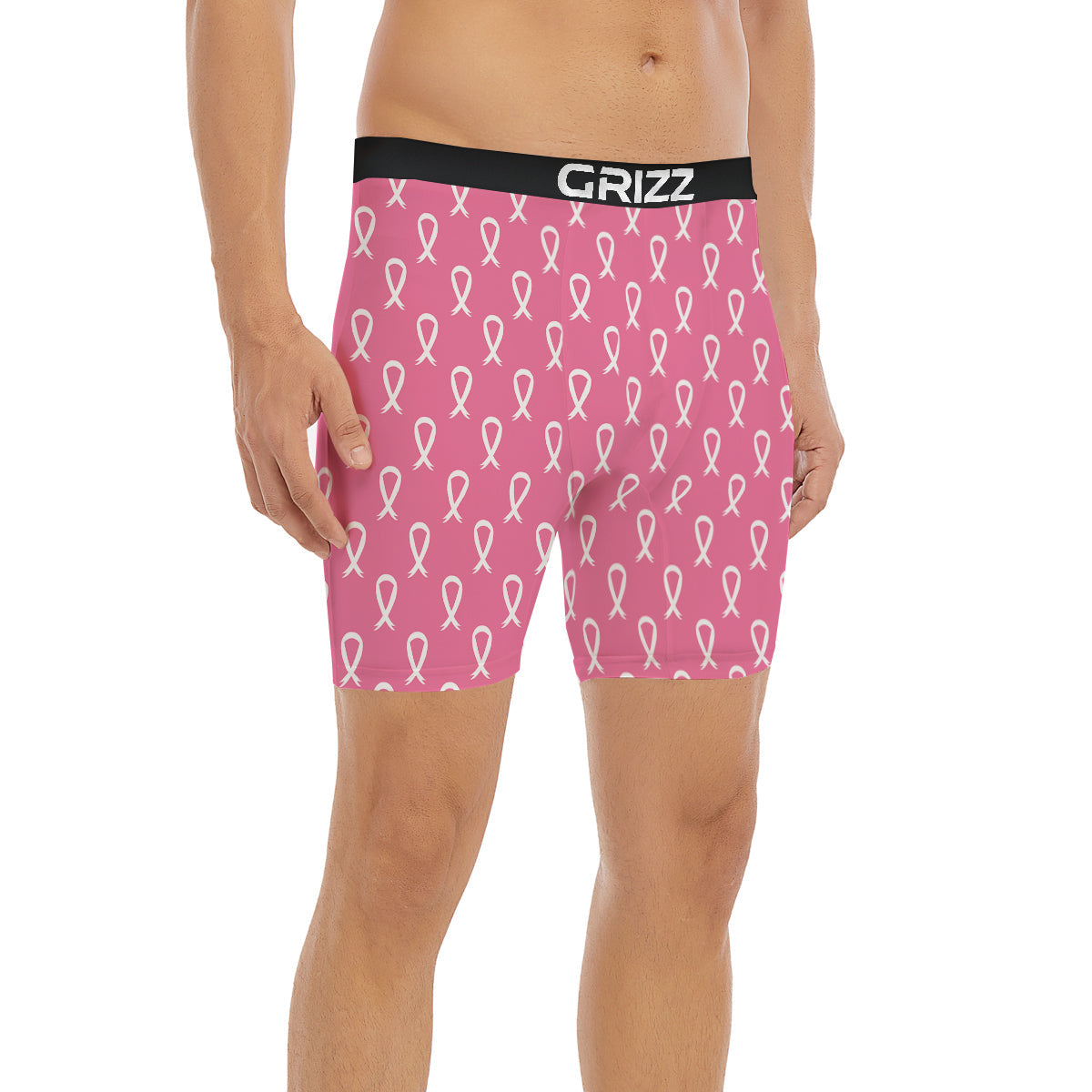 Breast Cancer Pink And White Print Pattern Boxer Briefs-grizzshop