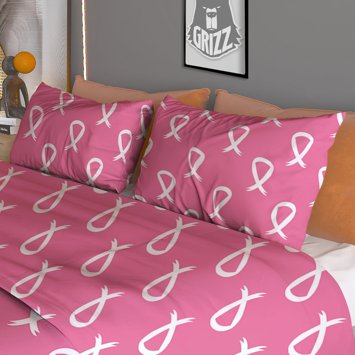 Breast Cancer Pink And White Print Pattern Duvet Cover Bedding Set