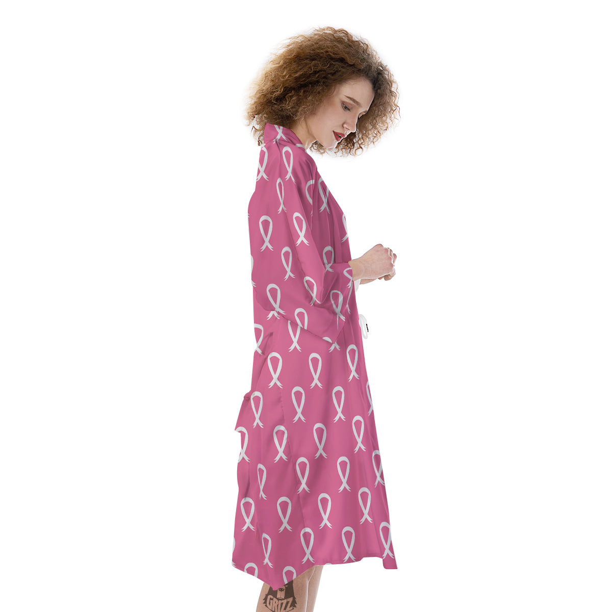 Breast Cancer Pink And White Print Pattern Kimono-grizzshop