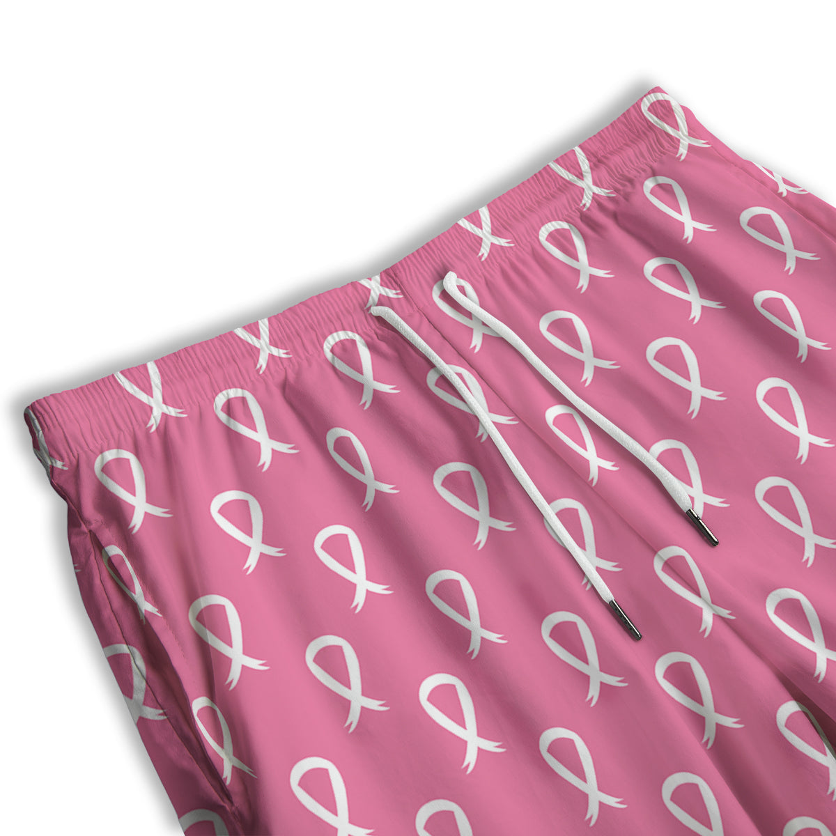 Breast Cancer Pink And White Print Pattern Men's Athletic Shorts