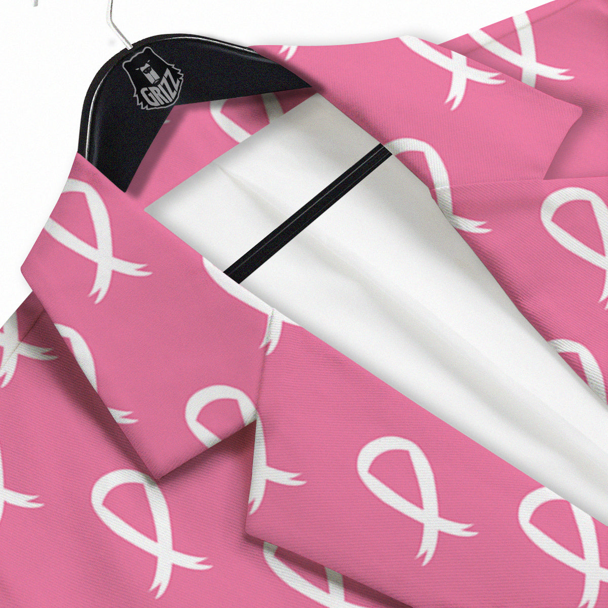 Breast Cancer Pink And White Print Pattern Men's Sport Coat-grizzshop