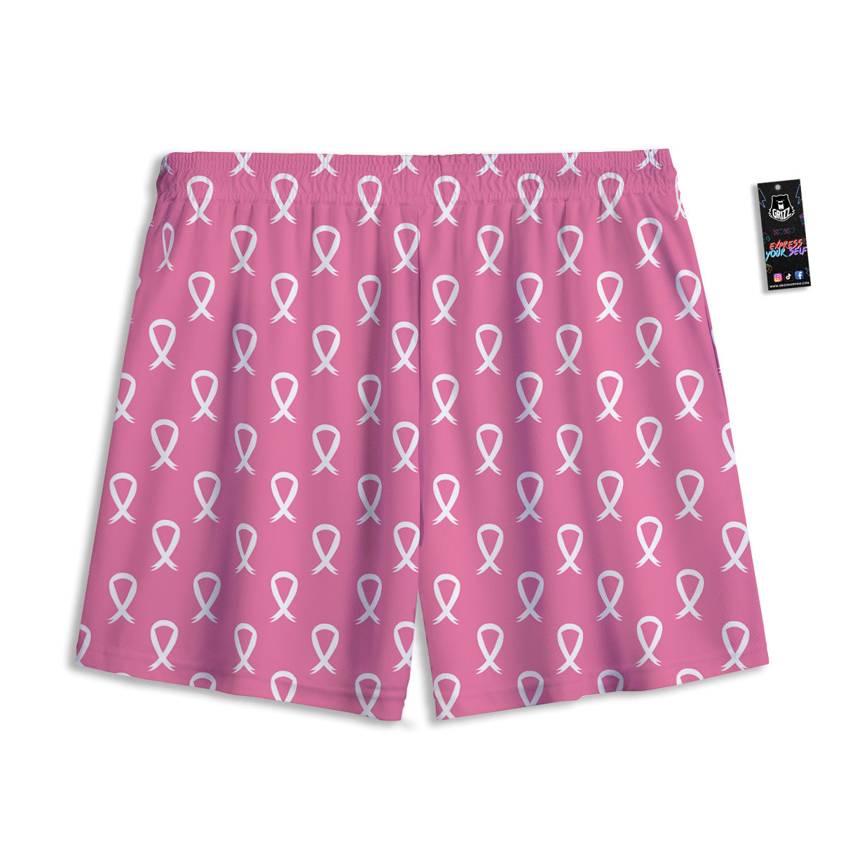 Breast Cancer Pink And White Print Pattern Mesh Shorts