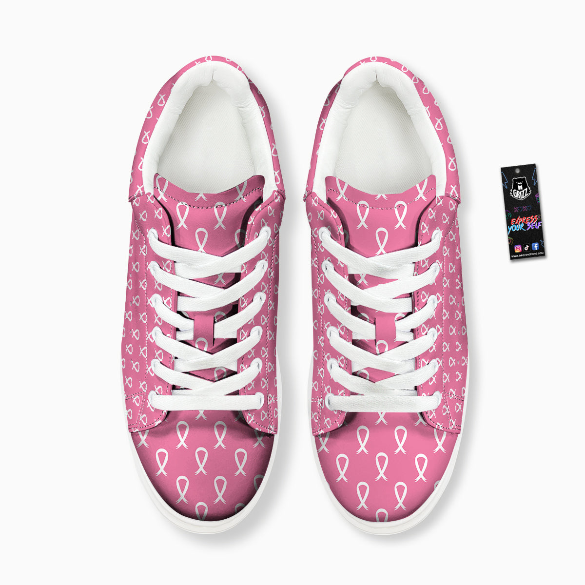 Breast Cancer Pink And White Print Pattern Platform Shoes-grizzshop