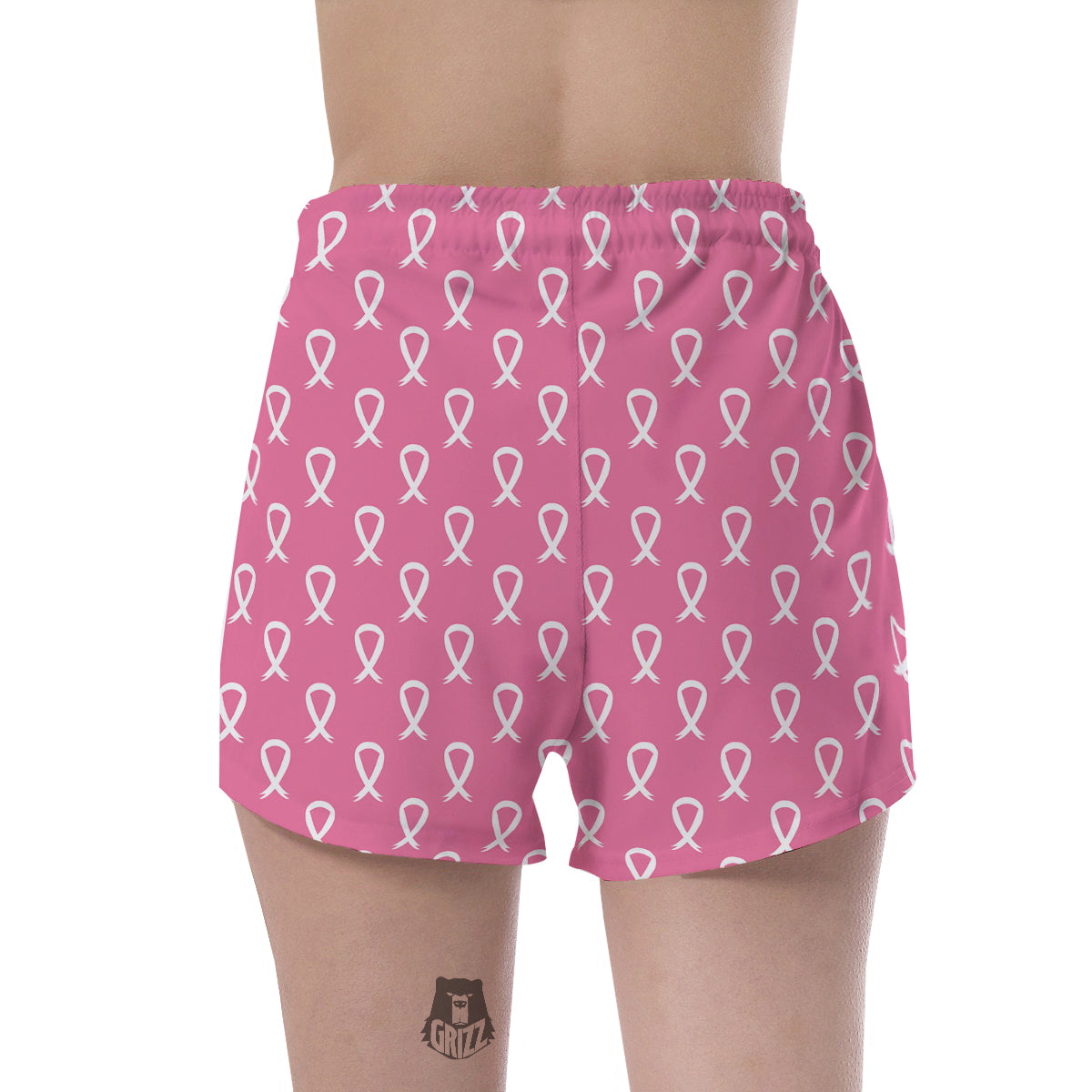 Breast Cancer Pink And White Print Pattern Women's Shorts-grizzshop