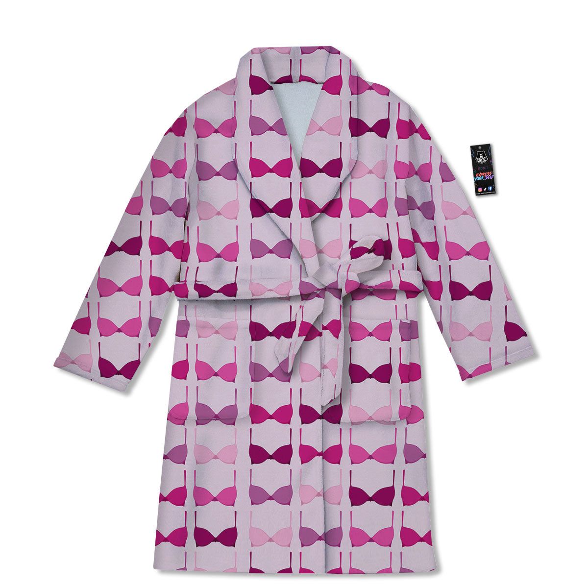 Breast Cancer Pink Bra Print Pattern Bathrobe-grizzshop