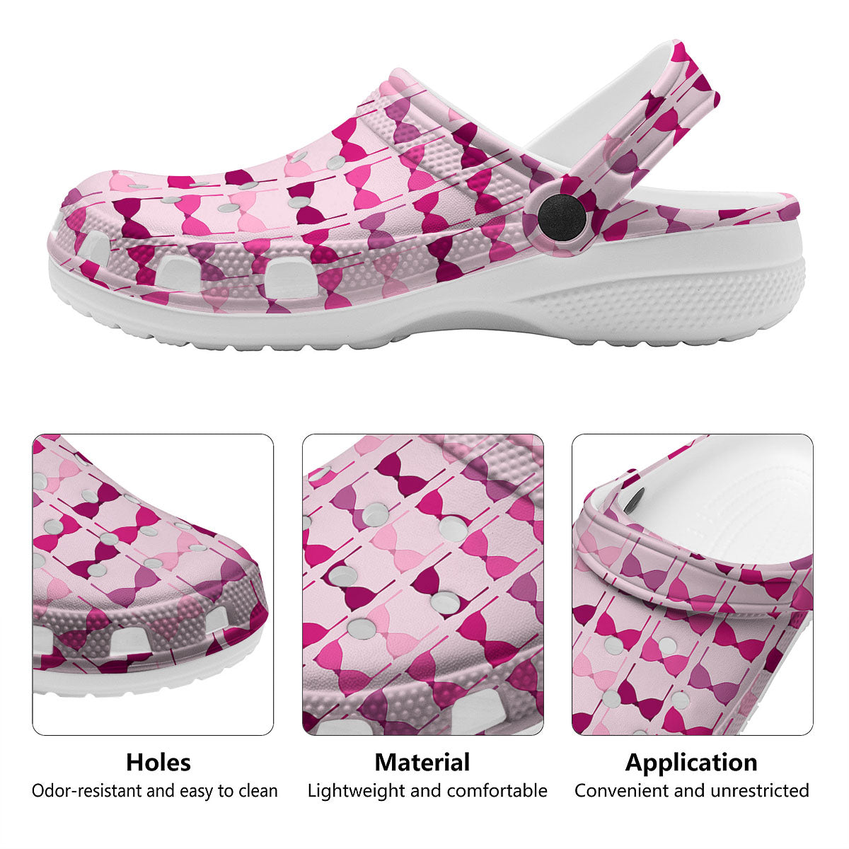 Breast Cancer Pink Bra Print Pattern Clog-grizzshop